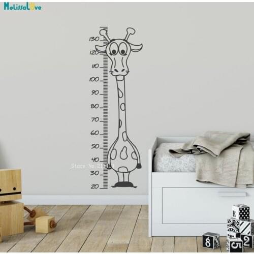 Nursery Cartoon Giraffe Height Chart Wall Sticker Fixed Size Art Kids Decor Baby Room Record Childhood Vinyl Decals YT3510