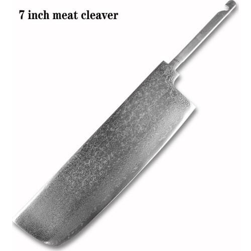 DIY VG10 Sharp 7-inch Chef Knife Blank Damascus Steel Knife Blade Meat Cleaver Semi-finished Steel Billet Japanese Kitchen Knife