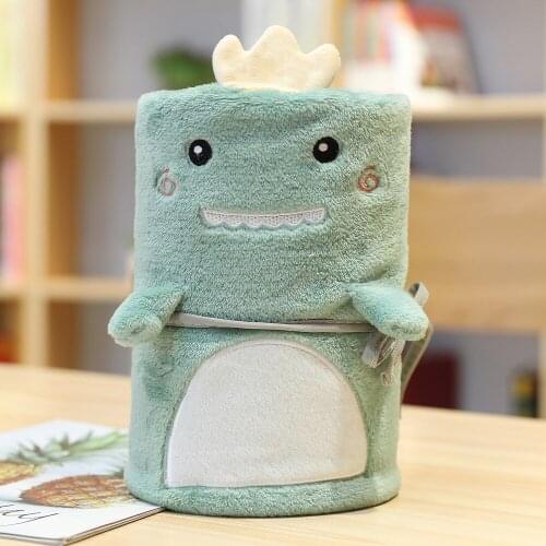 Portable Cartoon Dinosaur Dog Coral Fleece Office Fabric Blanket Spring Fall Children Air conditioning Flannel blankets 100x80cm