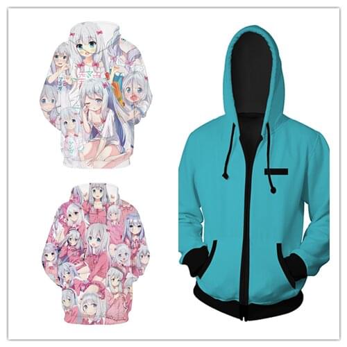 Kawaii Anime Eromanga Sensei Izumi Sagiri Hoodie Cospaly Adult Pullover Zipper Hoodies Daily Streetwear Coat Jacket