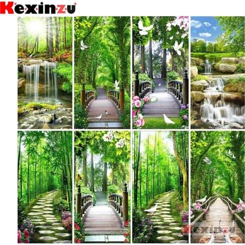 Kexinzu 5D Diamond Painting Landscape Full Square 3D Diamond Embroidery Tree Mosaic Cross Stitch Home Decor Gift JK457