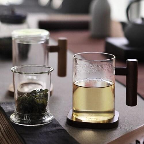 Creative Japanese style tea cup tea water separation filter cup high borosilicate transparent glass water cup home office