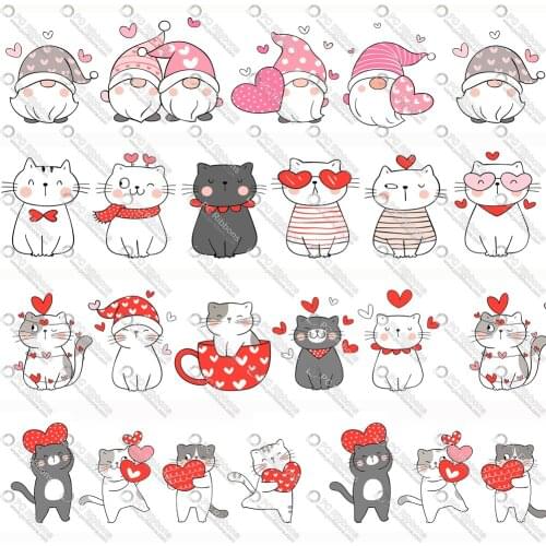 1-1/2" Christmas Gnomes Cat Printed Custom Cartoon Design Ribbons for DIY Crafts Hair Bow Lanyard/Satin /Grosgrain Ribbon CA286