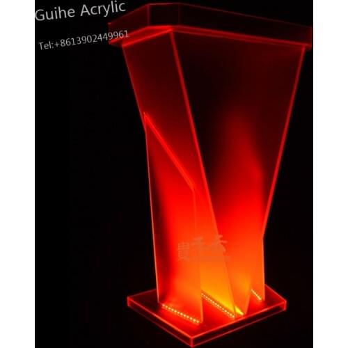 Best Seller Conventional Acrylic Bar Table, Office Table Clear Acrylic Podium Reception Desk Remote Control LED Seven Color