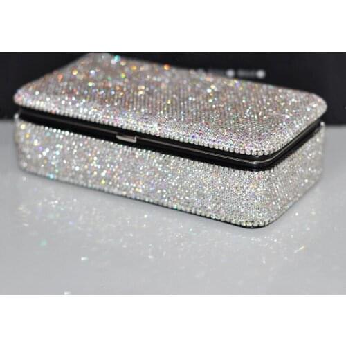 Fashion Diamond Square Jewelry Box Travel Portable Mirror Makeup Organizer Simple Layout Earrings Ring Necklace Storage Case