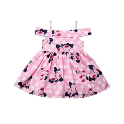 Fashion Summer Baby Girl Clothes Newborn Toddler Flower Print Short Sleeve Princess A line Party Formal Dress Outfits
