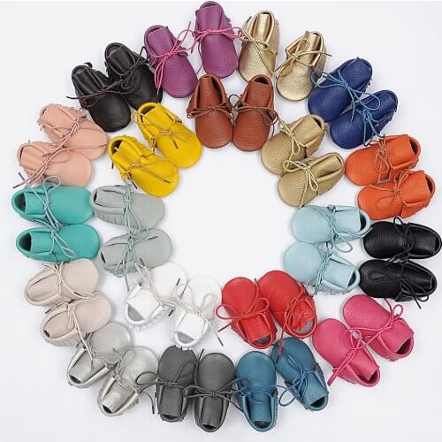 Genuine Leather Baby shoes Leopard print Baby Girls Soft shoes Horse hair Boys First walkers Lace Baby moccasins