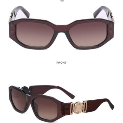 2021 new laWholesale sale of hip-hop glasses for men and women Polygonal brown frame Metal fittings tawny UV400 Beach novel pers