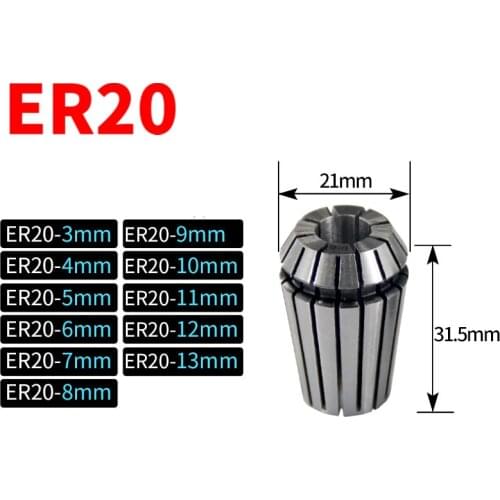 3-13mm ER20 Precision Spring Collet Chuck Tool Bit Holder For CNC Milling Lathe