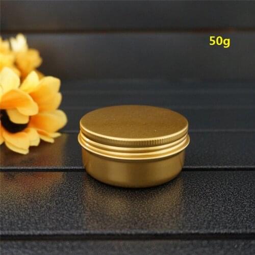 50g Gold Empty Round Aluminum Box Metal Tin Cans 50ml Portable Cream Containers DIY 56*27mm Refillable Jar Tea Aluminum Pot