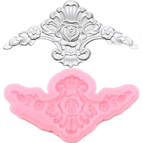 Scroll Relief Cake Border Silicone Molds Flower Cupcake Topper Fondant Mold Cake Decorating Tools Candy Clay Chocolate Moulds