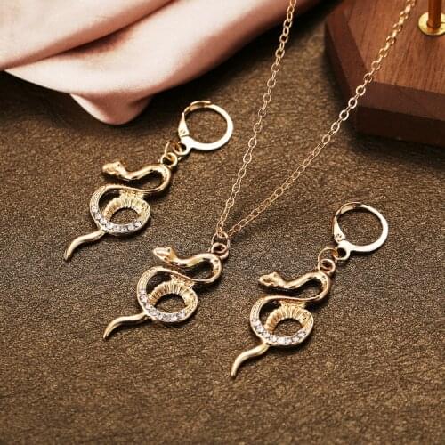 52788 new jewelry set 2-piece creative inlaid diamond snake Necklace Earring Set