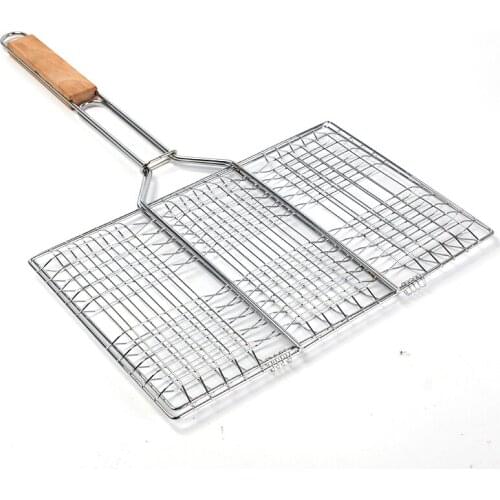 Outdoor stainless steel barbecue net clip tool accessories BBQ mesh fish barbecue hamburger grill cooking basket meshes