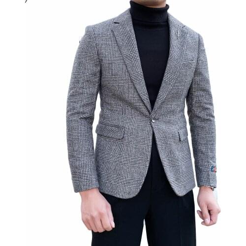 Wool Suit Jacket Gentleman Style Custom Made Formal Smart Business Mens Top Blazer Jacket