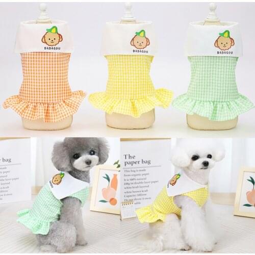 Cute Dog Dresses for Small Dogs Chihuahua lattice Print Dress Skirt Puppy Cat Princess Clothes Apparel Vestidos Para Perritas