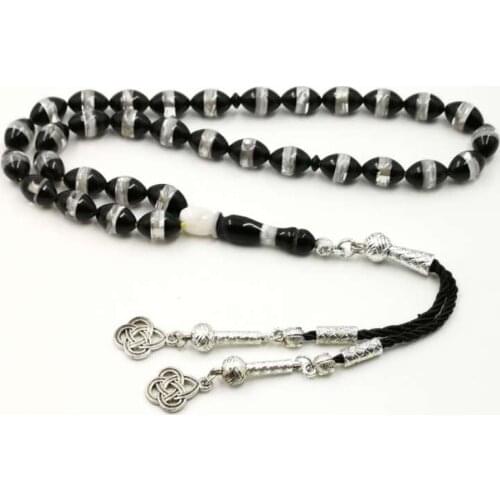 Resin Tasbih turkish design black and white 33 Beads Gift for Ramadan tesbih bracelet Islam bracelet Mans Muslim Misbaha rosary