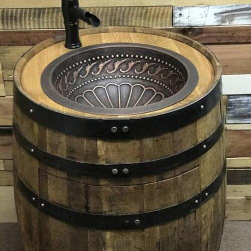 European Style Hotel Villa Home Hand-Tapping Vintage New Product Copper Basin Handmade Art Wash Basin Top Drop-in Sink