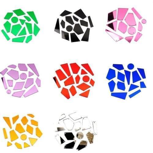 YANRUO 30pcs Irregular 8 Colors Acryl Mirror Sewed Stones Crystal Rhinestones Flatback Mirror Needlework For Dresses