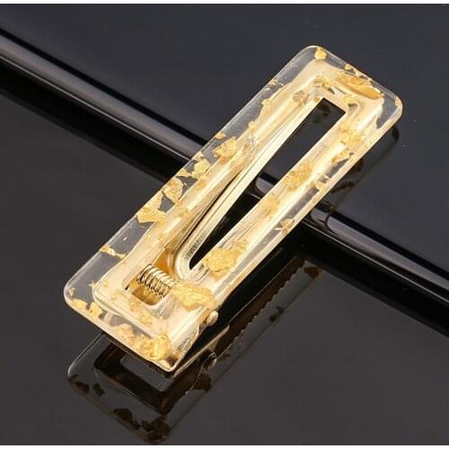Women Resin Hair Clips Acrylic Hair Barrettes Fashion Snap Hairpins No Slip Gold Hairgrip Female Headwear Girls Hair Accessories