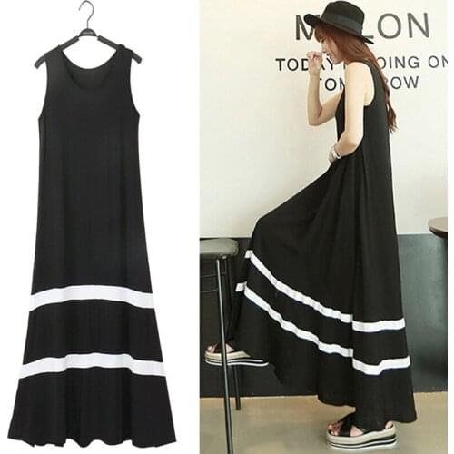 WYWMY Summer Womens Dress 2021 New Korean Modal Vest Long Dress Loose Sleeveless Big Swing Show Thin Dress Plus Size Vestidos