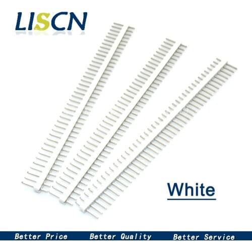 10pcs 1x40 Pin 2.54 White Single inline row needle seat Round Header connector