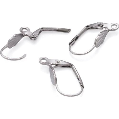 100pcs 304 Stainless Steel Leverback Earring Hooks Earwire with Loop for Jewelry Making DIY Earring Findings 19x11x4.5mm