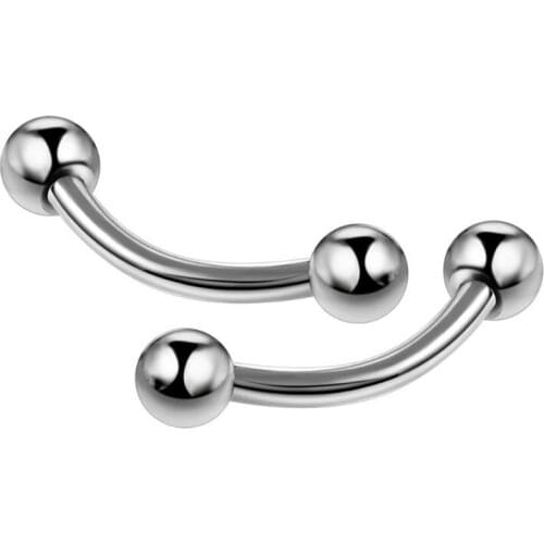 2 pcs 16G 6mm 8mm 10mm 12mm 14mm eyebrow stainless steel banana ring curved body piercing dumbbell jewelry