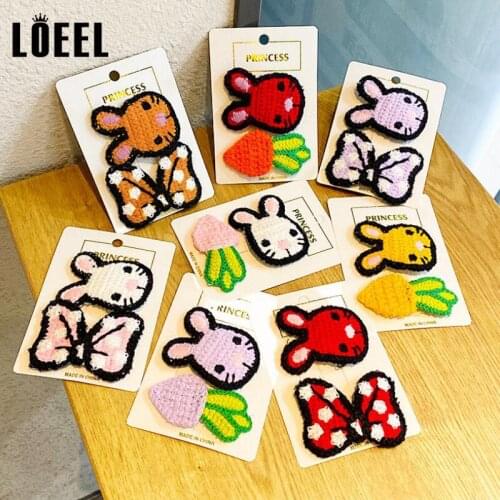 2Pcs/Set New Cartoon Children Hairpins Hair Accessories Girls Knitted Hair Clip Bunny Bow BB Clip Hot-selling Headdress For Kids