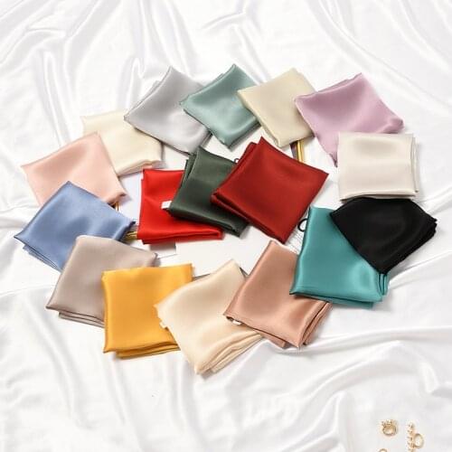 2021 New Fashion Silk Square Scarf For Women 70cm Satin Neck Hair Tie Band Bag Warp Soft Neckerchief Hijabs Head Female Foulard
