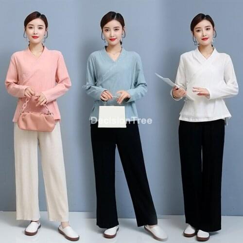 2021 women tai chi uniforms chinese traditional clothing set loose exercise kung fu suits performance wing chun wu shu costumes