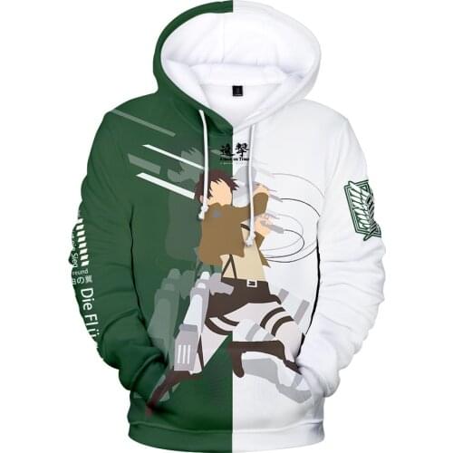 3D Attack On Titan Japan Anime Boys Hoodie Sweatshirt Teenager Students Boys Girls Pullover Cartoon Harajuku Cosplay Custome