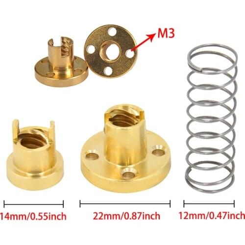 3D Printer T8 Elimination Gap Brass Anti Backlash Spring Loaded Lead 2mm/8mm for Upgrade Ender 3 Pro V2 CR10 Z axis Tornad