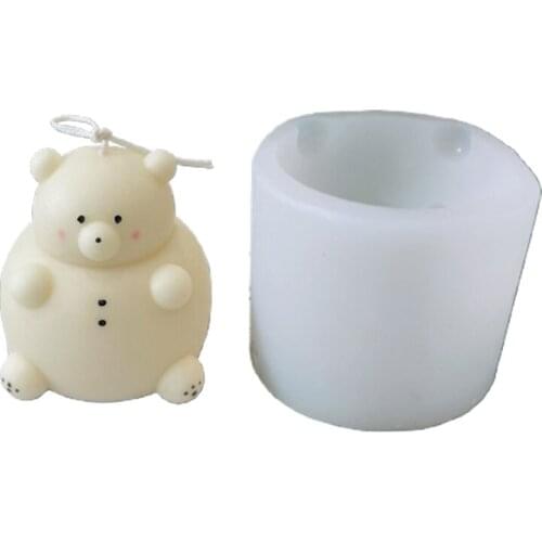3D Bear Shape Silicone Mold DIY Animals Christmas Candle Mold Cake Candy Chocolate Mousse Decoration Baking Tool Moulds