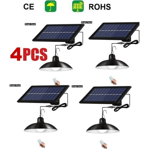 4pcs remote 30 led 2 head Retro Lampshade Solar Pendant Chandelier solar Outdoor Street Wall Lamp Garden Security Lamp Waterproo