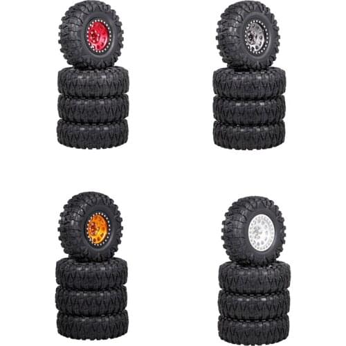 4PCS Metal 2.2 Beadlock Wheel Rim Tires Set for 1/10 RC Crawler Car Traxxas TRX4 TRX6 Axial SCX10 Wraith RR10 Parts
