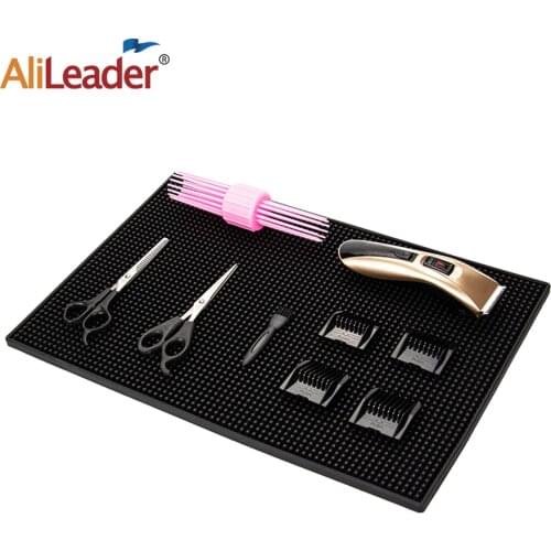 Alileader Black Non-Slip 12" X 24" Flexible Pvc Station Mat Salon Barbershop Work Station Pads, Beauty Salon Tools Anti Slip