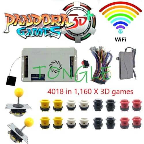 2 Player DIY Arcade Kit Pandora Game 3D 2448/4018 in 1 WIFI add game 8 way joystick American HAPP Style Push Button for Arcade