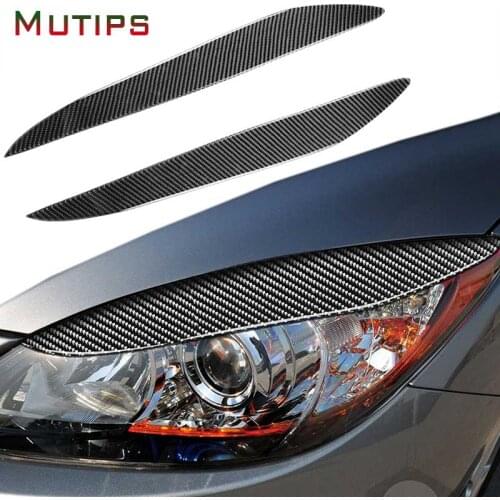 Mutips Car Front Lamp Eyebrow Headlight Eyelids Sticker Carbon Fiber Trim Accessories For Mazda3 Mazda 3 M3 2010 2011 2012 2013