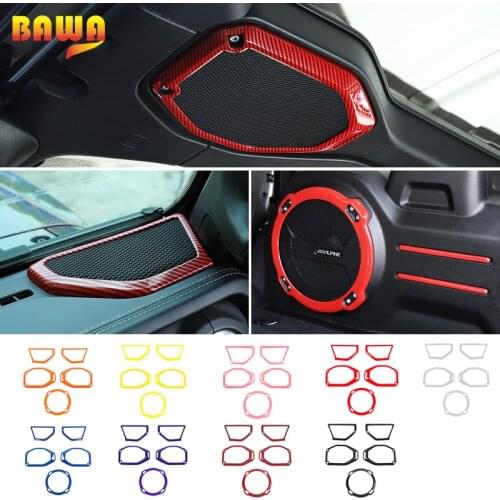 BAWA Top Speaker Audio Surround Trim Cover Ring A-pillar horn/roof horn soft carbon fiber pattern for JL Wrangler Rubicon 2018