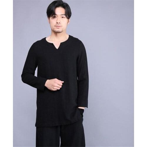 Size M-6XL Plus Size Linen Shirts Men Basic Style Kung Fu Short Sleeve Shirts Pull Over Summer Thin Chinese Casual Linen Shirt M