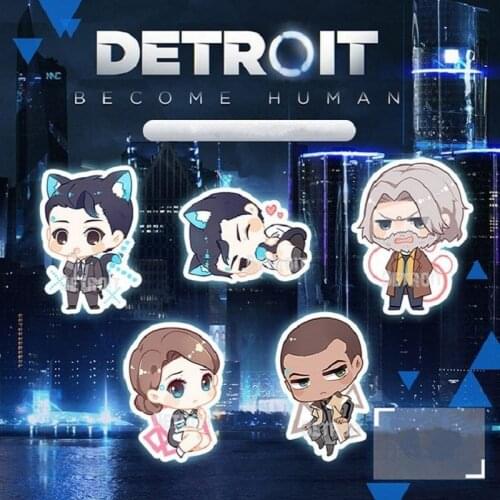 Game Detroit: Become Human Connor Keychain Cosplay Accessories Acrylic Figure Keyring Car Keychain Lobster Buckle