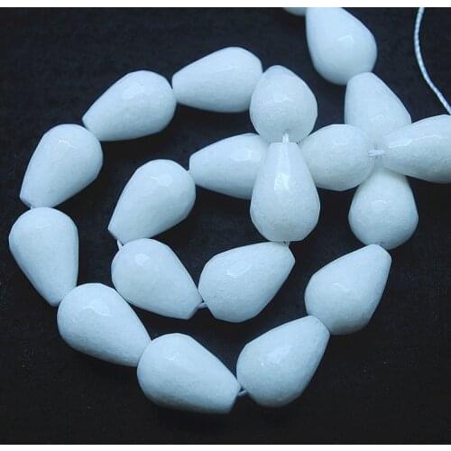 20pcs nature white jade stone dropwater shape 13x18mm faceted stone beads accessories for women earring drops new arrivals