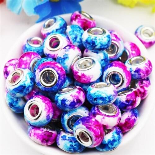 10Pcs Color Fimo Clay Resin Large Hole Beads Fit Pandora Bracelet for Women Snake Key Chain Cord Necklace Jewelry Making Kit