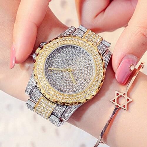 Gold Diamond Women Watches Luxury Stainless Steel Watch Women New 2019 18K Gold Ladies Watches Quartz Wristwatch Dropshipping