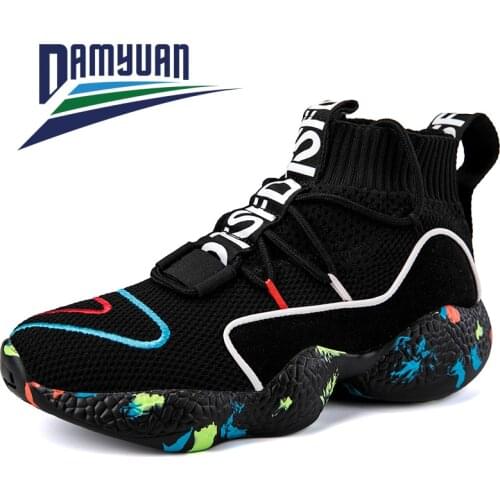 Damyuan Running Shoes Lightweight Casual Couple Shoes Breathable Comfortable Non-slip Stretch Outsole Lace-up Mens Sneakers