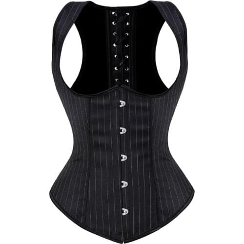 Gothic Underbust Corset Bustier Sexy Straps Striped Corset Vest Lingerie Corsets Top for Women Plus Size Outwear Waist Cincher