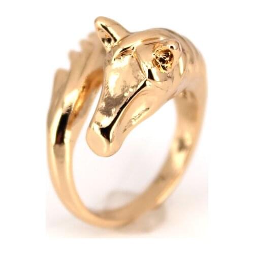 Hzew cute horse ring adjustable horse head tailrings gif