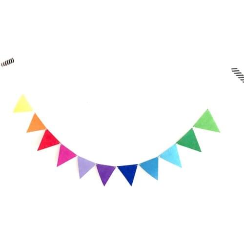 INS Nordic Style Colorful Triangle Semicircle Decorative Rainbow Wreath DIY Kids Bedroom Wall Tassel Ornaments