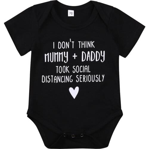 Infant Girls Boys Bodysuits, Funny Letter Print Short Sleeve Round Neck One-Piece Rompers