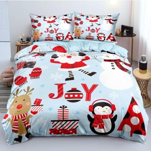 Christmas Duvet Cover and Pillowcase(s) King/Queen/Double Quilt Covers Set 3D Bedding Sets 3-Piece Queen Bed Linen non-shrink
